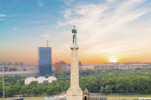 Beautiful view of the monument to the Winner near the Belgrade Fortress in Belgrade, Serbia