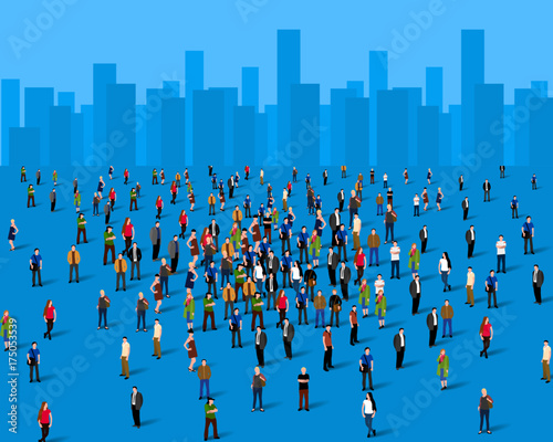 Large group of people over the city. Business concept.