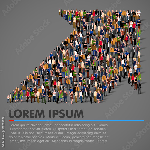 Crowded people vector arrow symbol