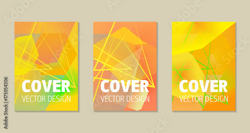 Abstract flyer or book cover design set with zig-zag pattern background. Stock vector illustration. eps 10