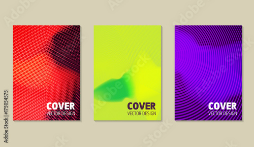 Fluid color covers set. Colorful composition. Trendy minimal line design. Eps10 vector.