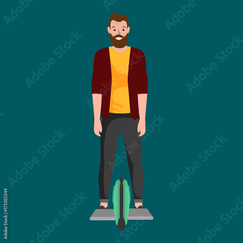 active peoples fun with electric scooter, family on new modern technology hoverboard, man woman and child self balance wheel transport gyroscooter ride the street vector illustrator
