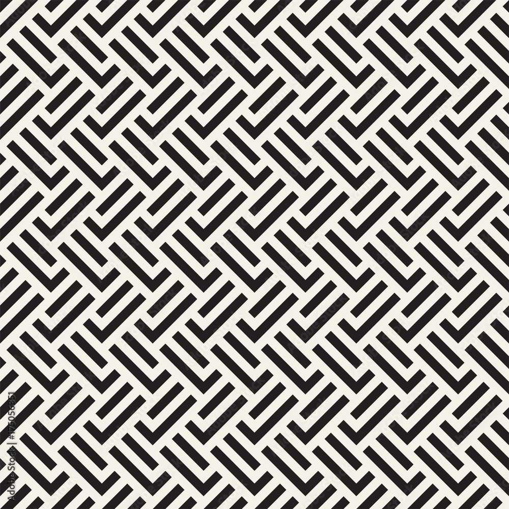 Stylish Lines Lattice. Ethnic Monochrome Texture. Abstract Geometric Background Design. Vector Seamless Black and White Pattern.
