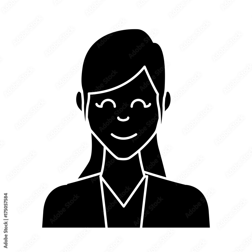 Woman smiling cartoon icon vector illustration graphic design