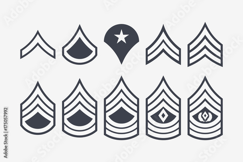 Military Ranks Stripes and Chevrons. Vector Set Army Insignia