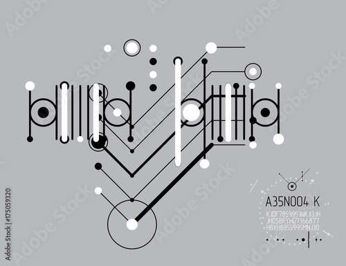 Engineering technological vector wallpaper made with circles and lines. Modern geometric artistic graphic composition can be used as template and layout. Abstract technical background.
