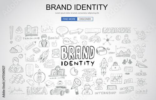 Brand identity concept with Business Doodle design style: company image, advertising tips, best practice