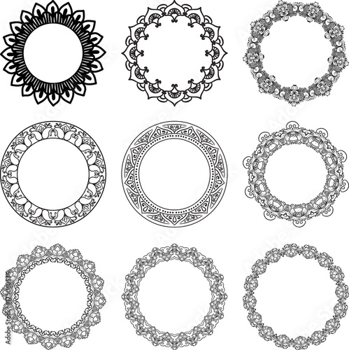 ornamental black floral round frames