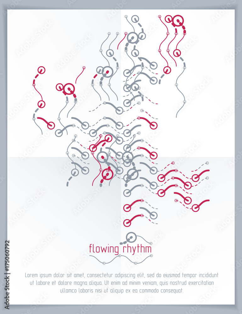 Obraz premium Technological innovative vector poster made with abstract lines. Modern geometric composition for use as advertising leaflet or report cover.