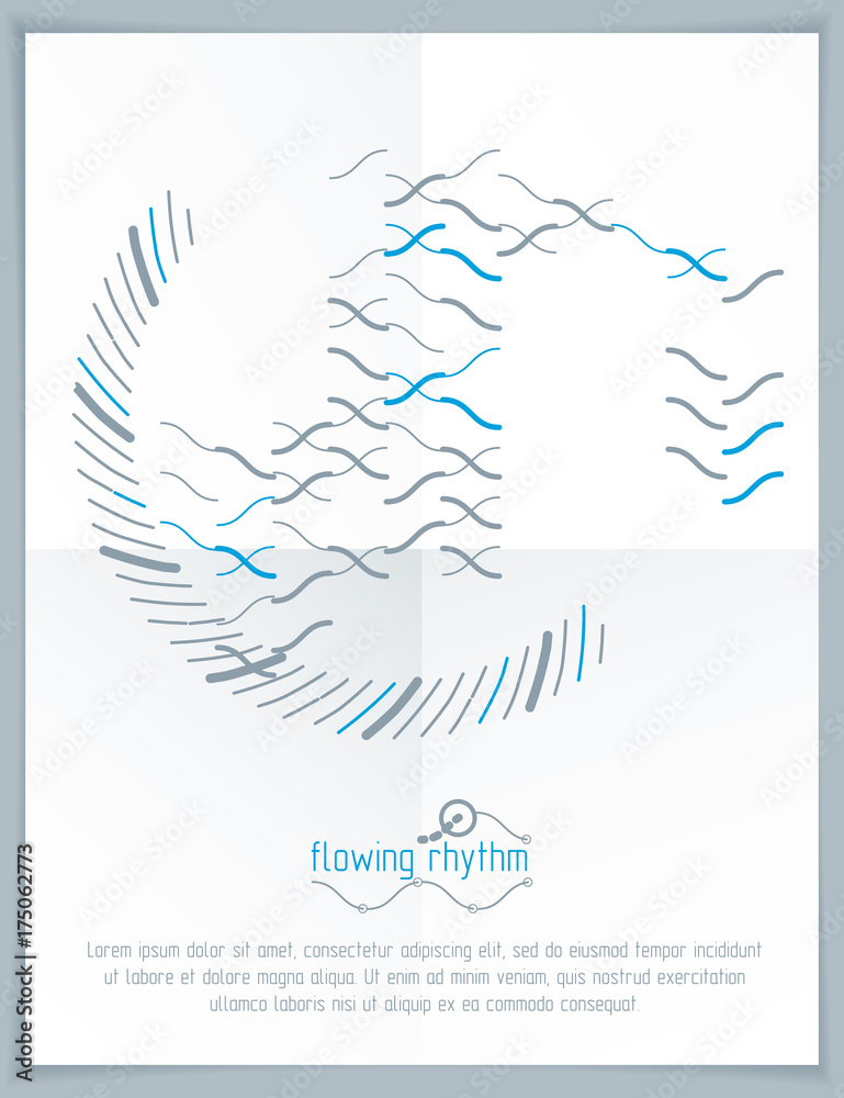Abstract wavy lines rhythm pattern for use in graphic and web design. Vector technology flyer template.