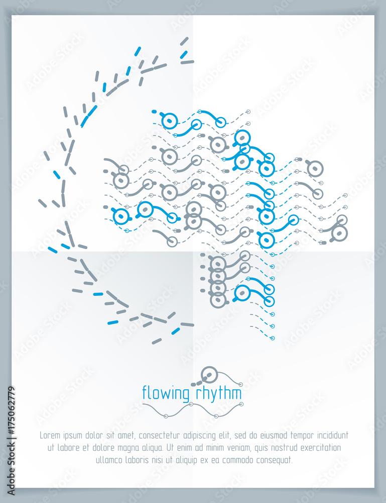 Obraz premium Abstract wavy lines rhythm pattern for use in graphic and web design. Vector technology flyer template.