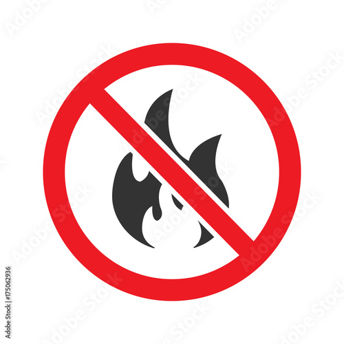 Forbidden sign with fire glyph icon