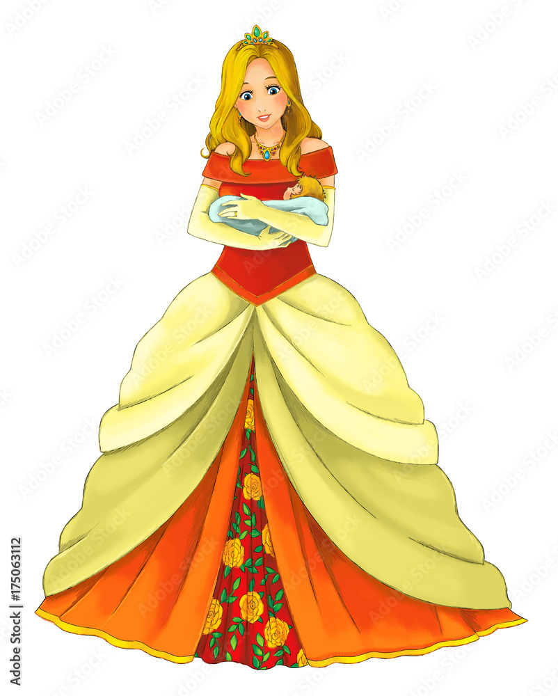cartoon princess - smiling beautiful woman / illustration for children  Stock Illustration | Adobe Stock