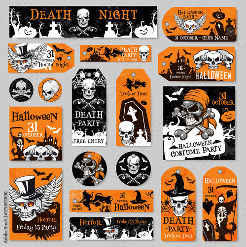 Halloween tag and label fot holiday party design