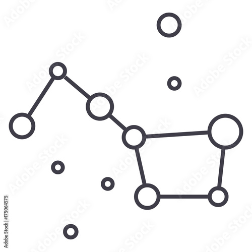 stars,big dipper,great bear vector line icon, sign, illustration on white background, editable strokes