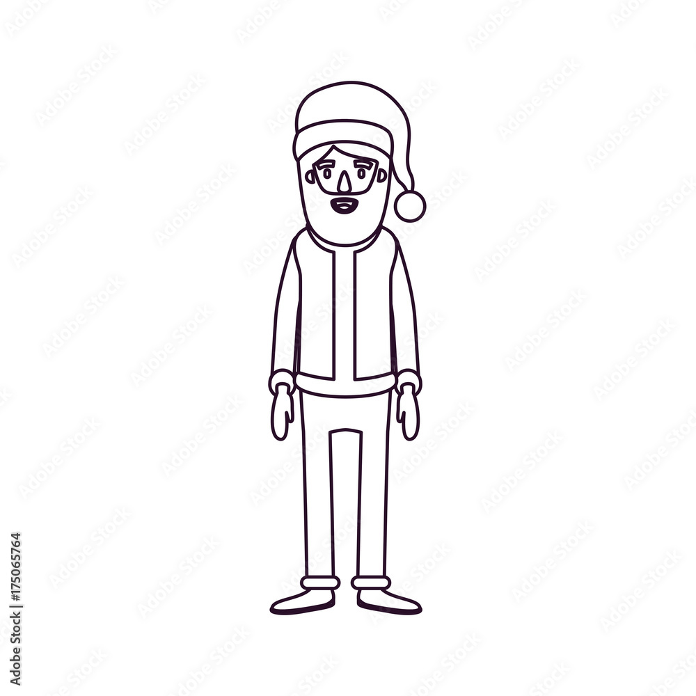 santa claus caricature full body with hat and costume silhouette on white background santa claus caricature full body with hat and costume silhouette on white background