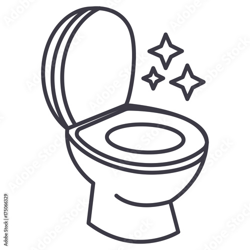 toilet clean, cleaning service vector line icon, sign, illustration on white background, editable strokes