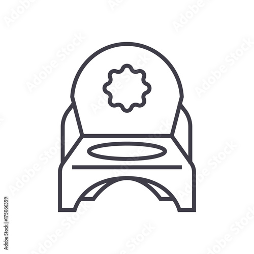 toilet potty vector line icon, sign, illustration on white background, editable strokes