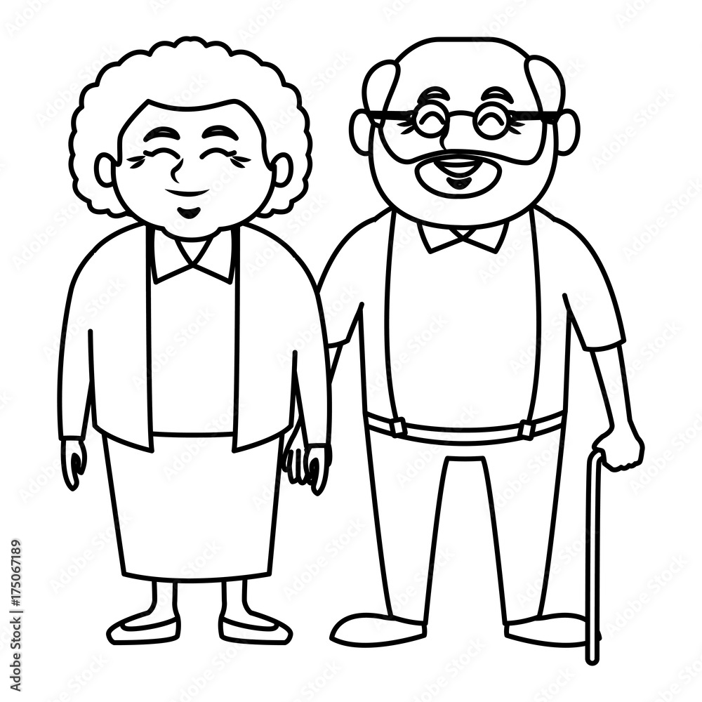 Cute grandparents couple cartoon icon vector illustration graphic design Cute grandparents couple cartoon icon vector illustration graphic design