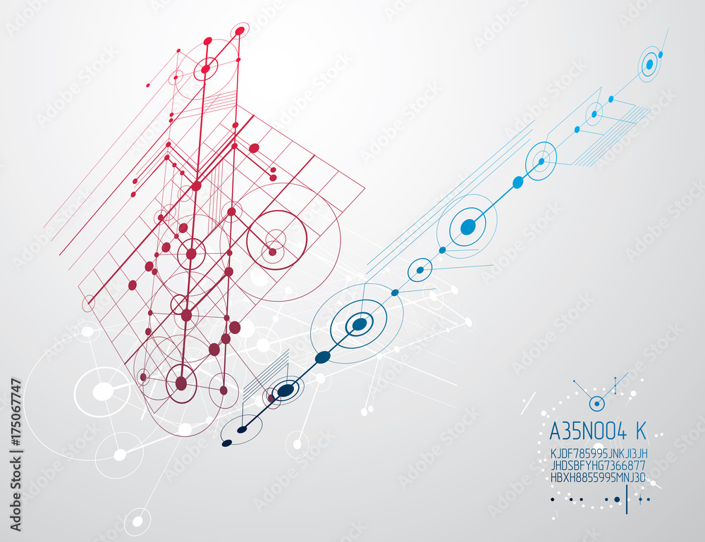 Mechanical engineering technology vector abstract background, cybernetic abstraction with innovative industrial schemes.