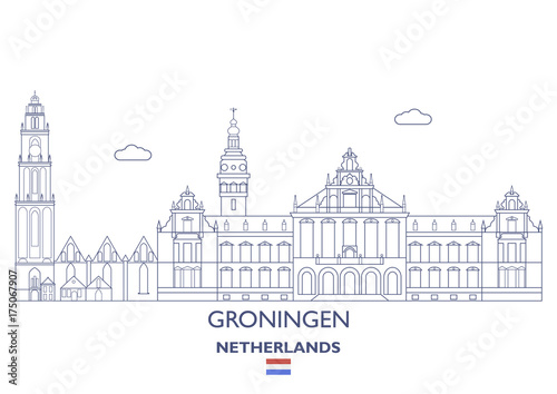 Groningen City Skyline  Netherlands