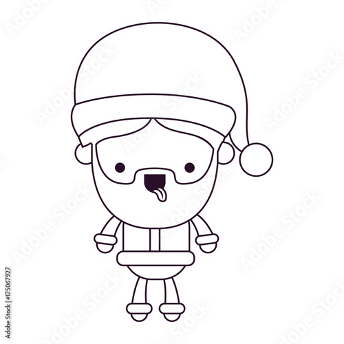 santa claus cartoon full body tongue out expression silhouette on white background