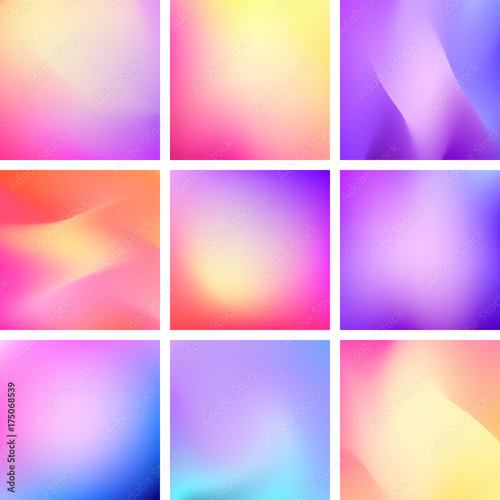 Abstract vector trendy gradient backgrounds set. Suitable mobile app, design templates, business presentations and web background.