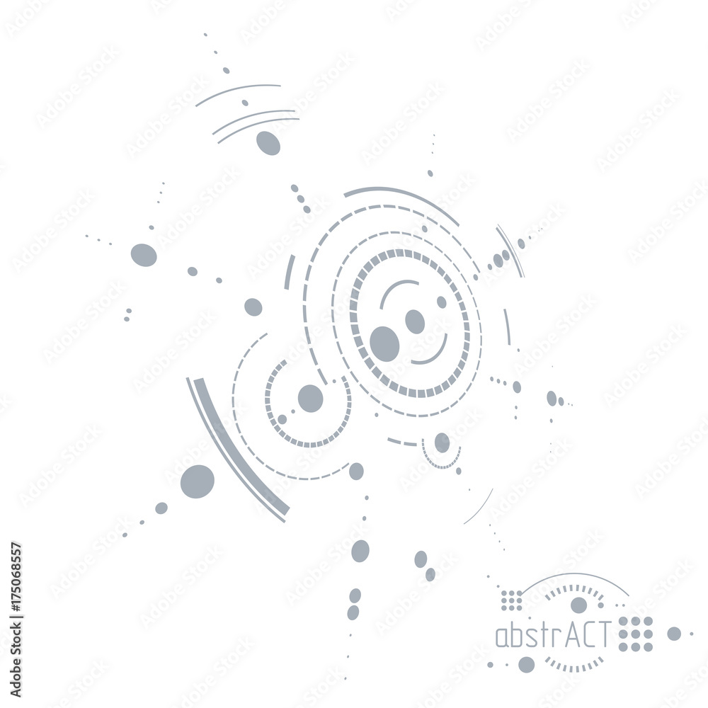 Fototapeta Technical plan, abstract engineering draft for use in graphic and web design. Vector drawing of industrial system created with lines and circles.