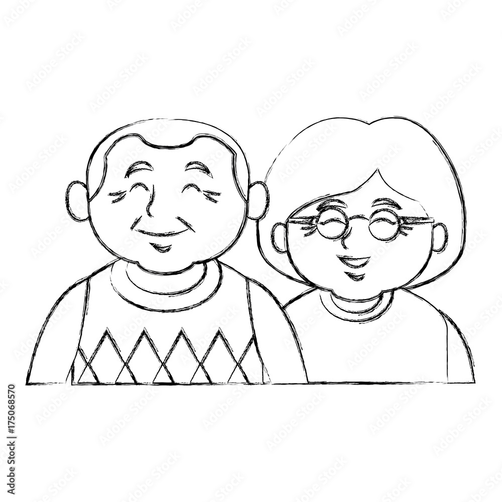 Cute grandparents couple cartoon icon vector illustration graphic design Cute grandparents couple cartoon icon vector illustration graphic design