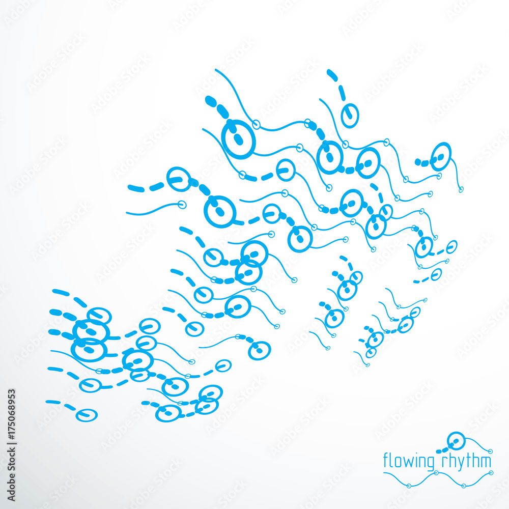 Fototapeta premium Technological vector wallpaper made with abstract lines. Modern geometric composition can be used as template and layout.