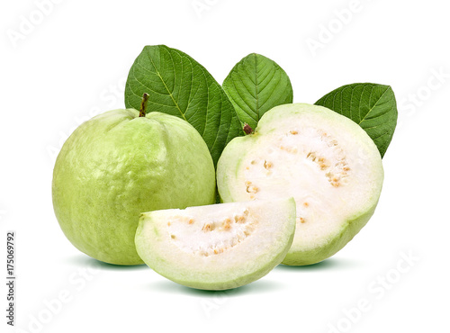 Guava fruit isolated on white background.
