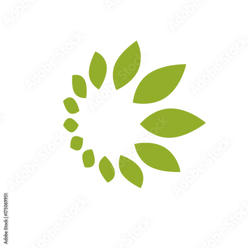 Green leaves isolated on white background. Healthy lifestyle conceptual icon for use in medical treatment organizations.