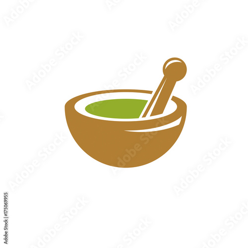 Vászonkép Vector illustration of mortar and pestle isolated on white