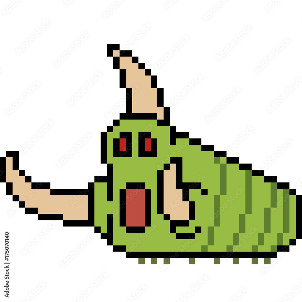 Fototapeta premium vector pixel art monster worm