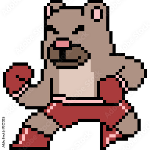 vector pixel art boxing bear