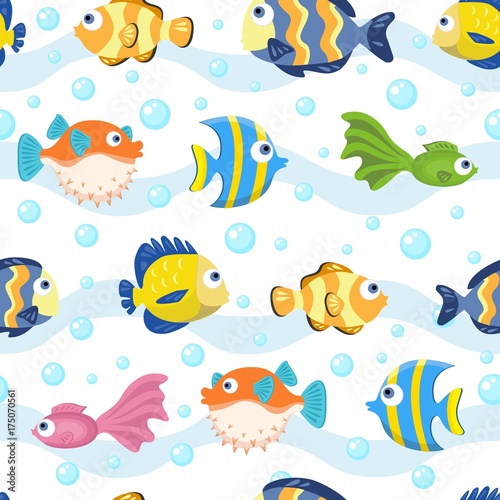 Wallpaper Mural seamless pattern with fish  Torontodigital.ca