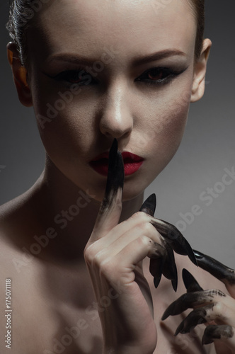 Beauty model showing silence