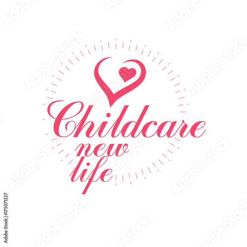 Vector heart hand-drawn emblem isolated on white. New life conceptual symbol. Obstetrics and gynecology clinic symbol