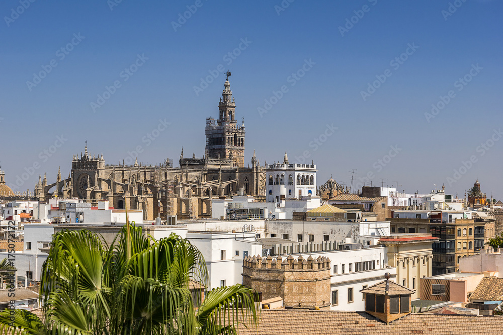 Looking across the rooftops of Seville in Spain