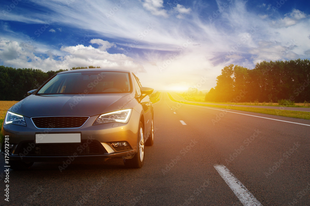 Car on asphalt road