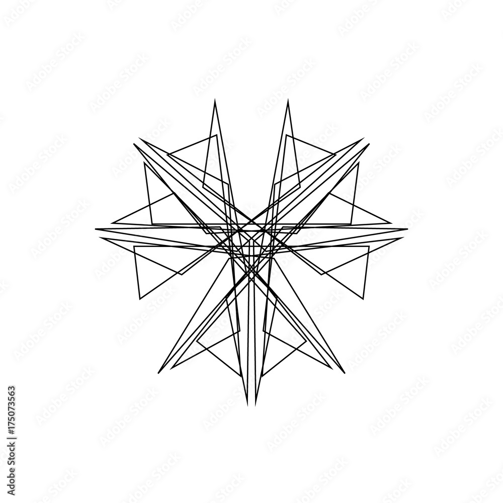 Abstract geometric shape of lines.  Vector outline illustration.
