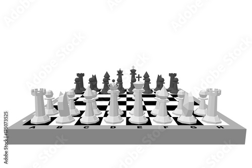 Chess board with figures. Isolated on white background.