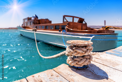 Tied luxurious yacht photo