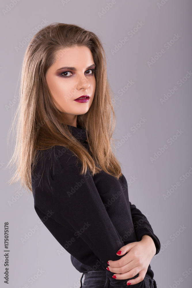 beautiful model with bright make-up and clean skin beautiful model with bright make-up and clean skin