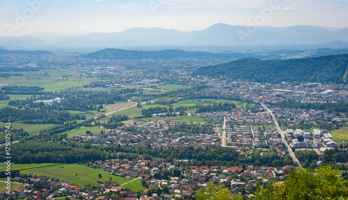 Fototapeta Naklejka Na Ścianę i Meble -  The view of Ljubljana from Smarna gora.