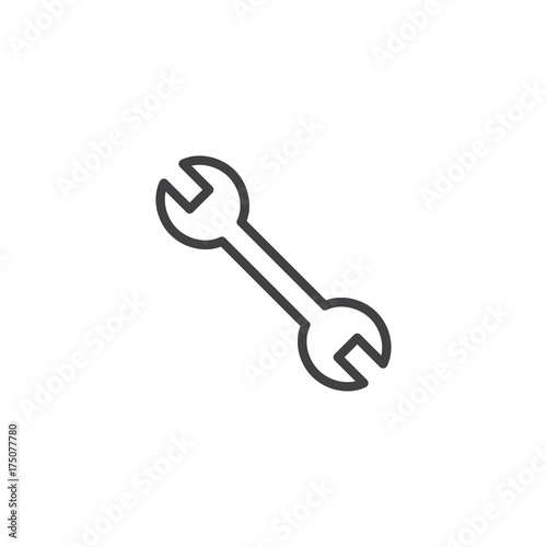 Wrench line icon, outline vector sign, linear style pictogram isolated on white. Symbol, logo illustration. Editable stroke