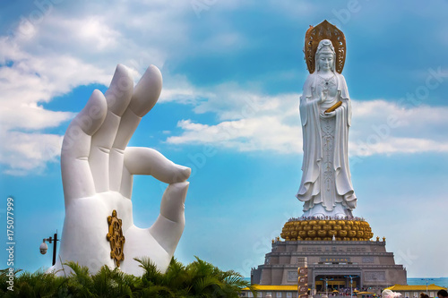 White GuanYin statue in Nanshan Buddhist Cultural Park, Sanya, Hainan Island, China. photo