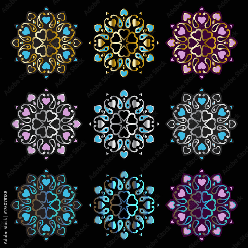 Ornament Mandala on black background Ornament Mandala on black background