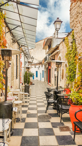 street tranditional old style in Stoa Liampei Ioannina city Greece