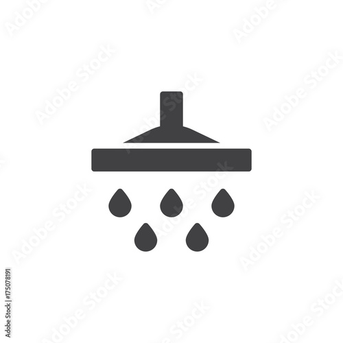 Shower and water drop icon vector, filled flat sign, solid pictogram isolated on white. Symbol, logo illustration.